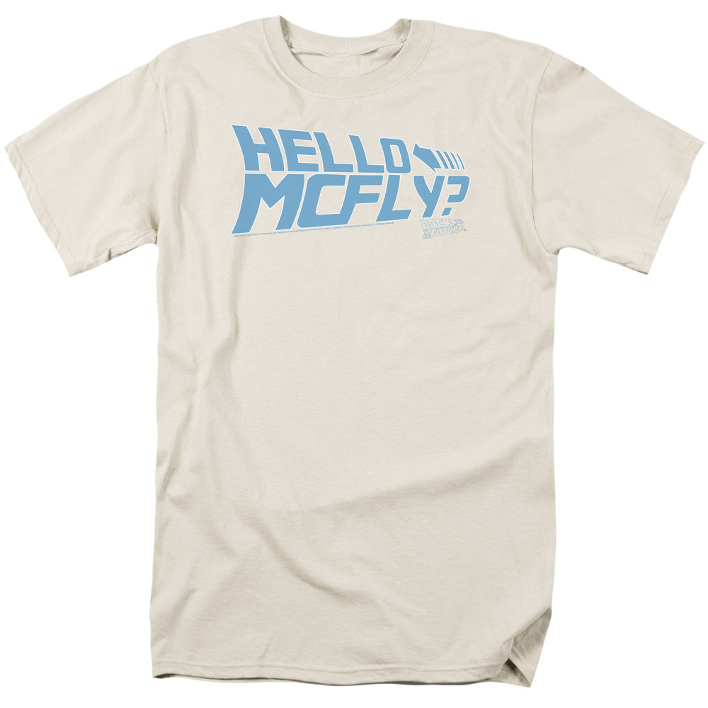 Back To The Future - Hello Mcfly - Short Sleeve Adult 18/1 - Cream T-shirt