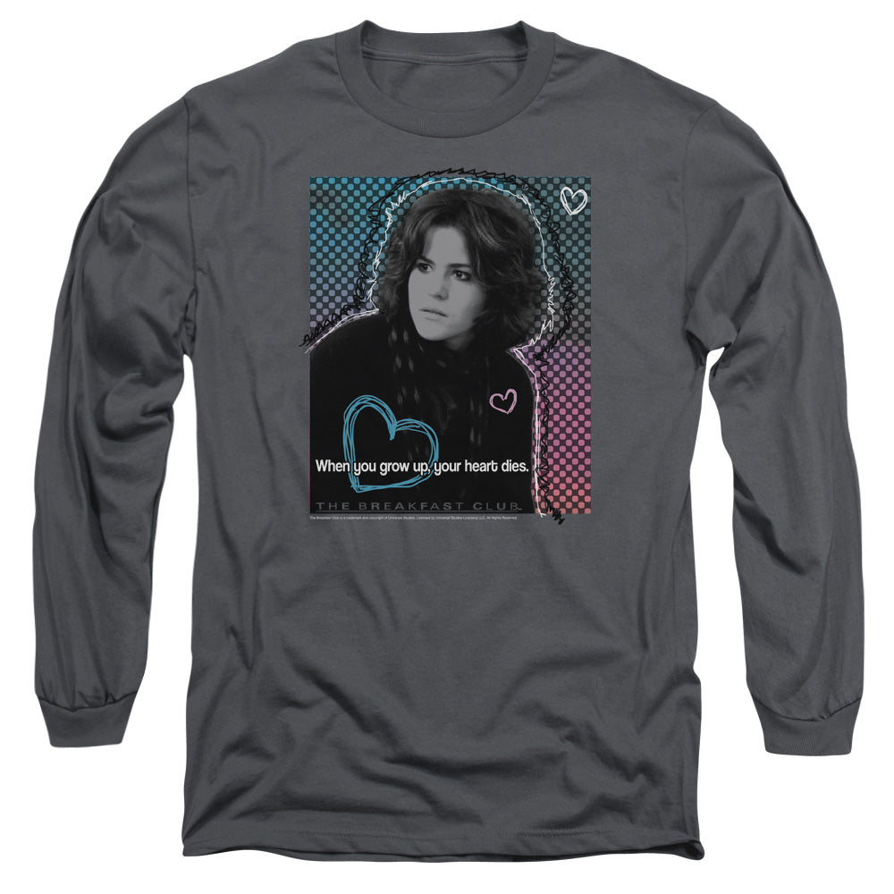 Breakfast Club - Heart Dies - Long Sleeve Adult 18/1 - Charcoal - Sm - Charcoal T-shirt