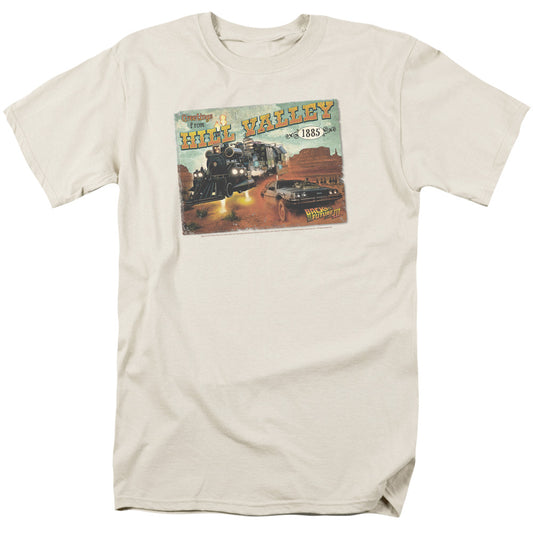 Back To The Future Iii - Hill Valley Postcard - Short Sleeve Adult 18/1 - Cream T-shirt