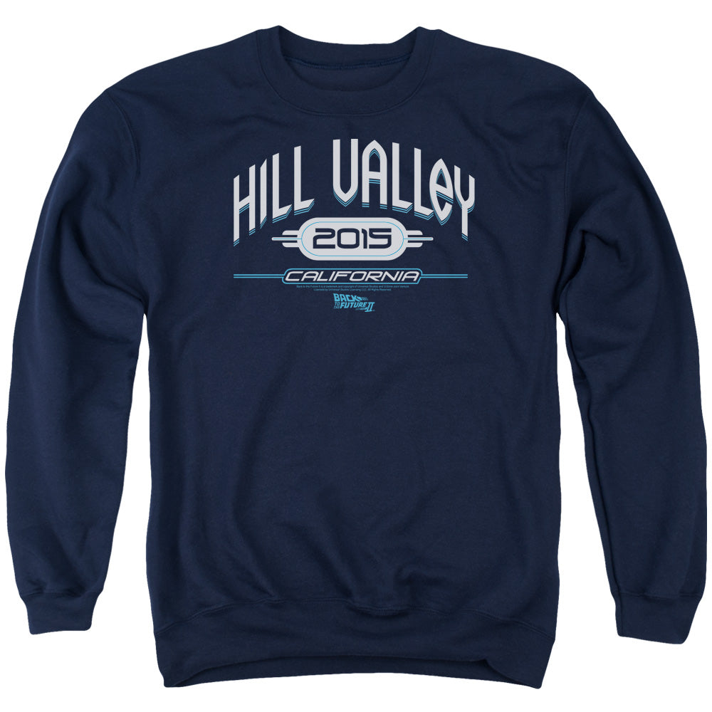 Back To The Future Ii - Hill Valley 2015 - Adult Crewneck Sweatshirt - Navy