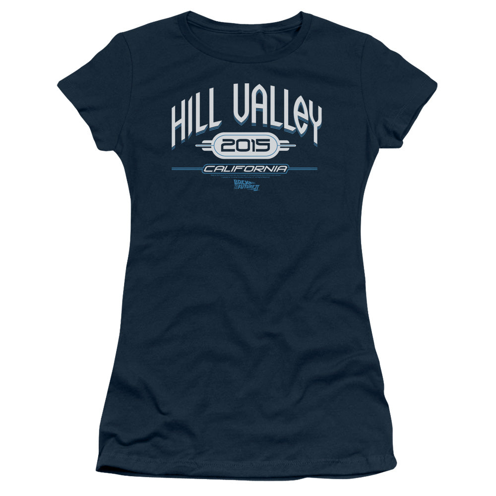 Back To The Future Ii - Hill Valley 2015 - Short Sleeve Junior Sheer - Navy T-shirt
