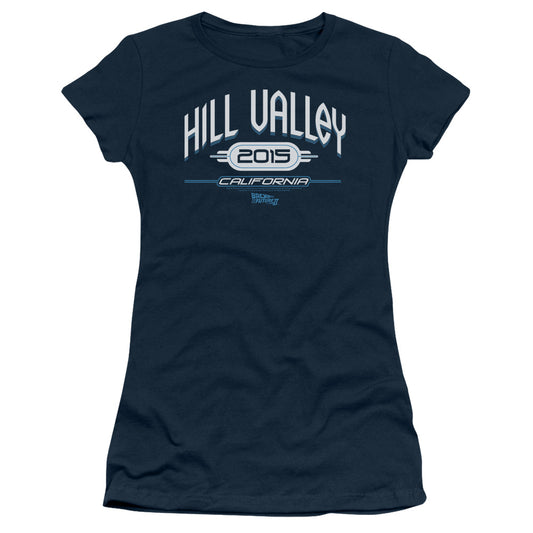 Back To The Future Ii - Hill Valley 2015 - Short Sleeve Junior Sheer - Navy T-shirt