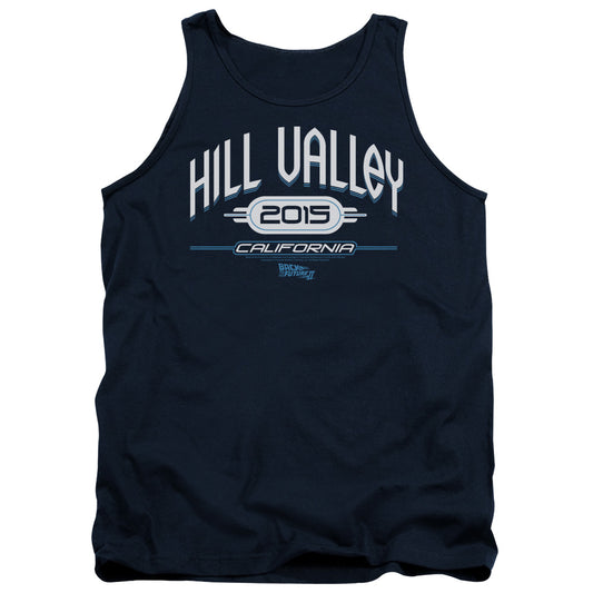 Back To The Future Ii - Hill Valley 2015 - Adult Tank - Navy - Sm - Navy