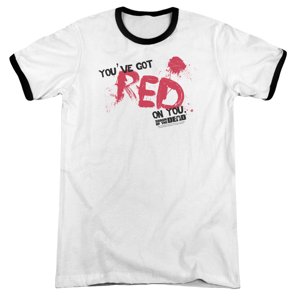 Shaun Of The Dead - Red On You - Adult Ringer - White/black