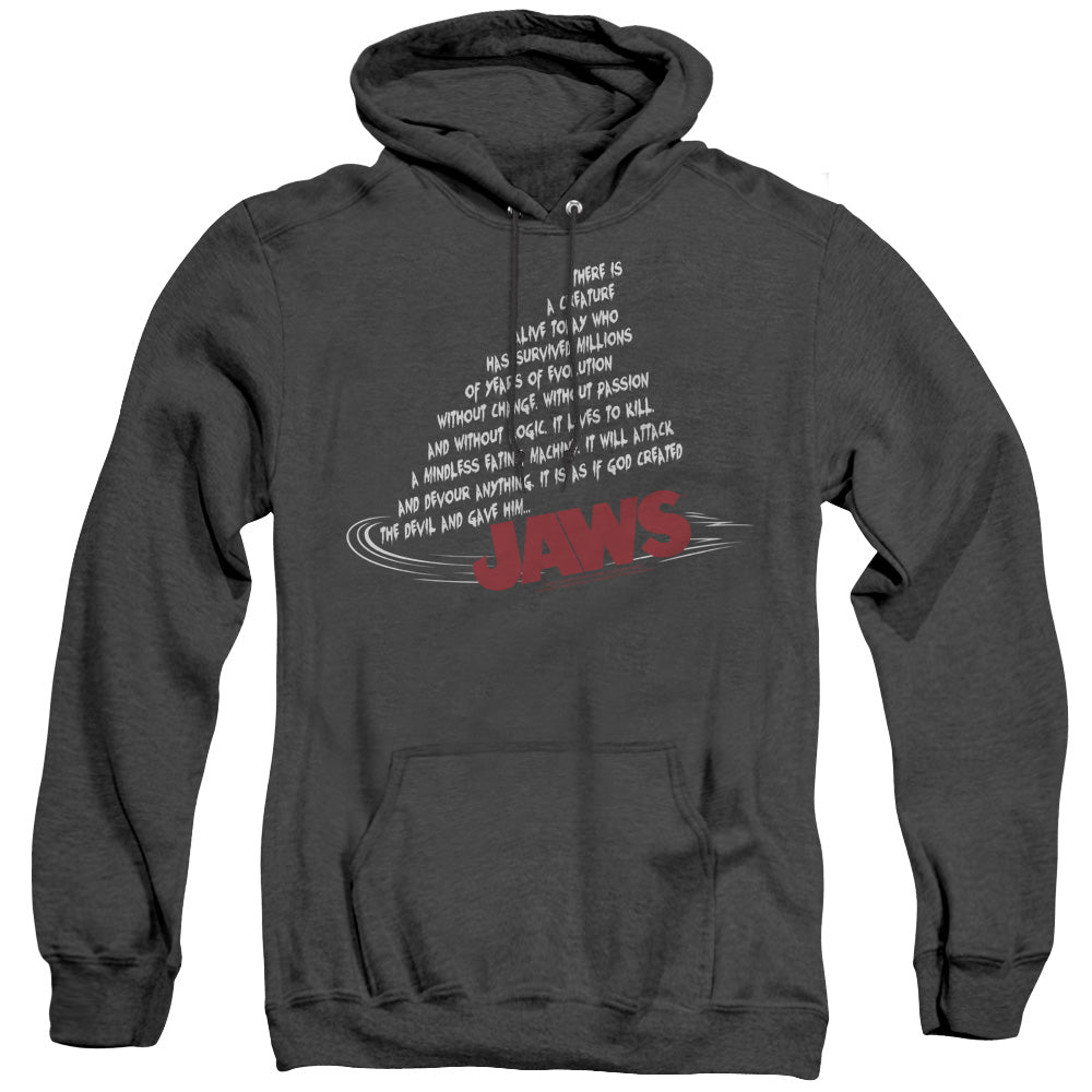 Jaws - Dorsal Text - Adult Heather Hoodie - Black
