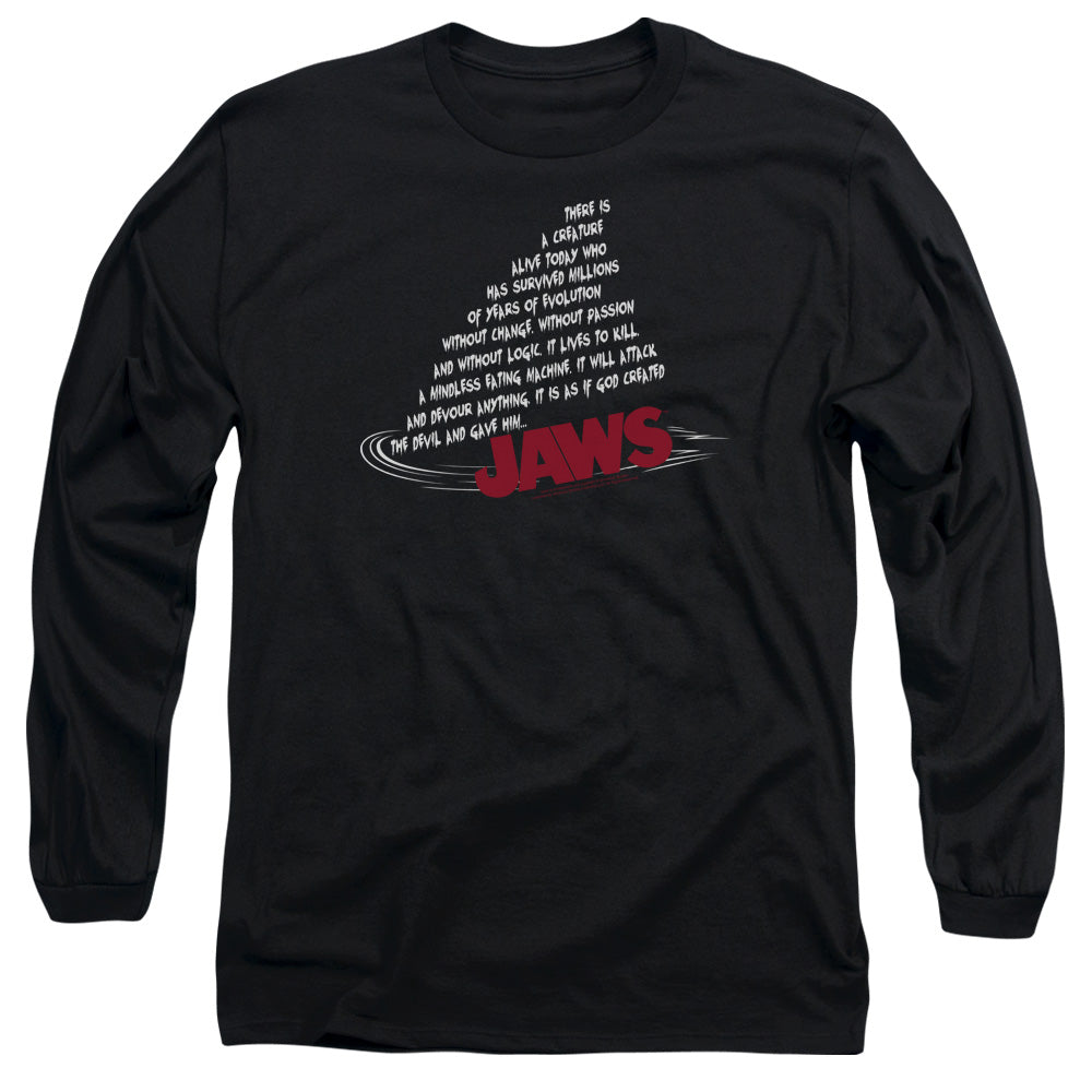 Jaws - Dorsal Text - Long Sleeve Adult 18/1 - Black T-shirt