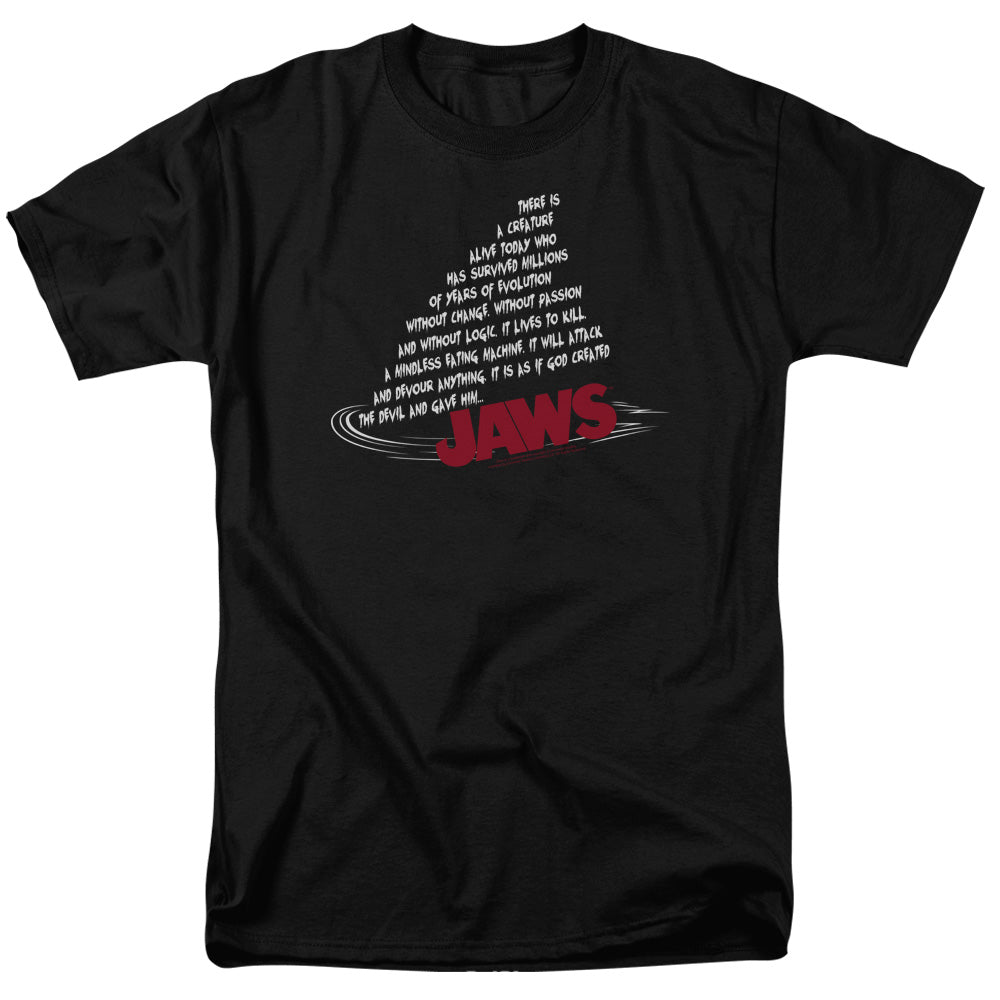 Jaws - Dorsal Text - Short Sleeve Adult 18/1 - Black T-shirt