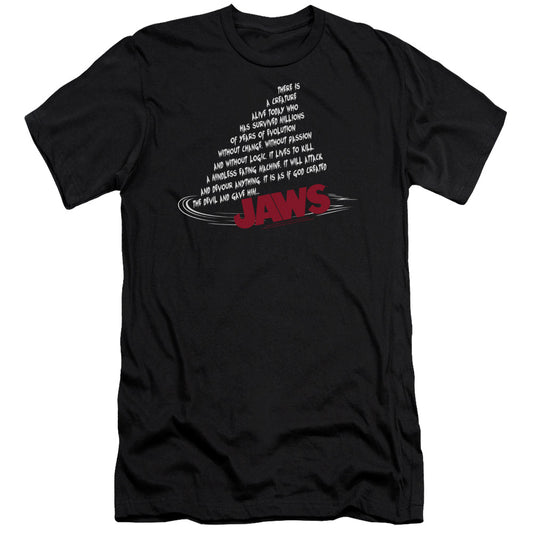 Jaws - Dorsal Text - Short Sleeve Adult 30/1 - Black T-shirt