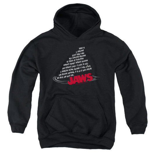 Jaws - Dorsal Text - Youth Pull-over Hoodie - Black
