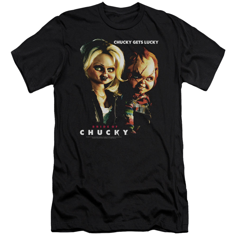 BRIDE OF CHUCKY CHUCKY GETS LUCKY - S/S ADULT 30/1 - BLACK - SM - BLACK T-Shirt