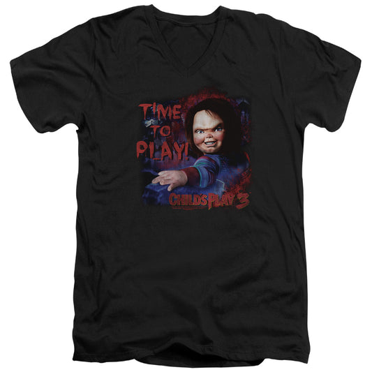 CHILDS PLAY 3 TIME TO PLAY - S/S ADULT V-NECK 30/1 - BLACK T-Shirt