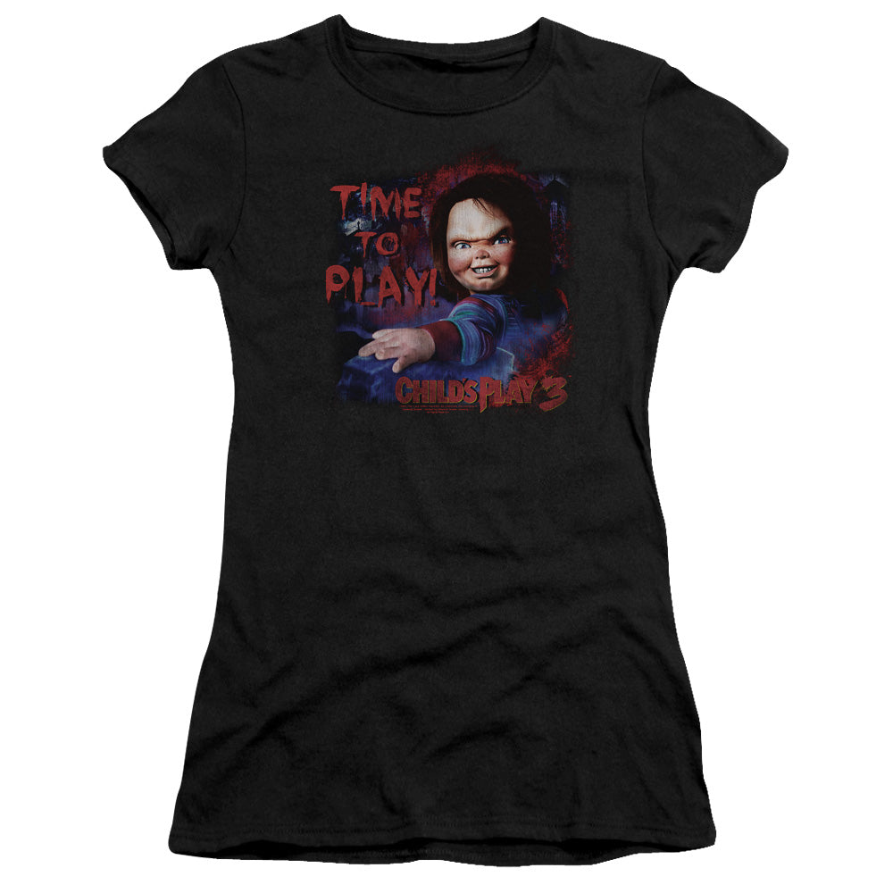 Childs Play 3 - Time To Play - Short Sleeve Junior Sheer - Black - Sm - Black T-shirt