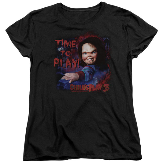 Childs Play 3 - Time To Play - Short Sleeve Womens Tee - Black - Sm - Black T-shirt