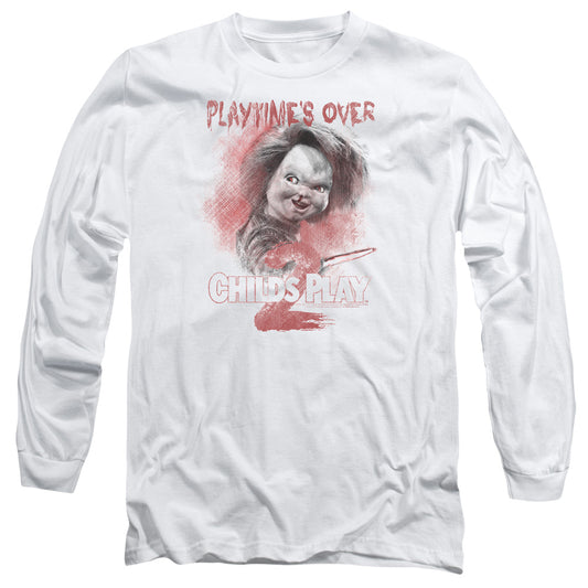 Childs Play 2 - Playtimes Over - Long Sleeve Adult 18/1 - White - Sm - White T-shirt