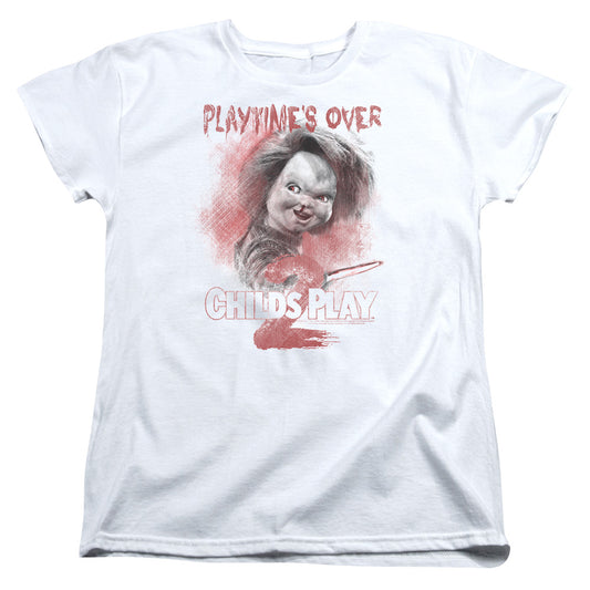 Childs Play 2 - Playtimes Over - Short Sleeve Womens Tee - White - Sm - White T-shirt