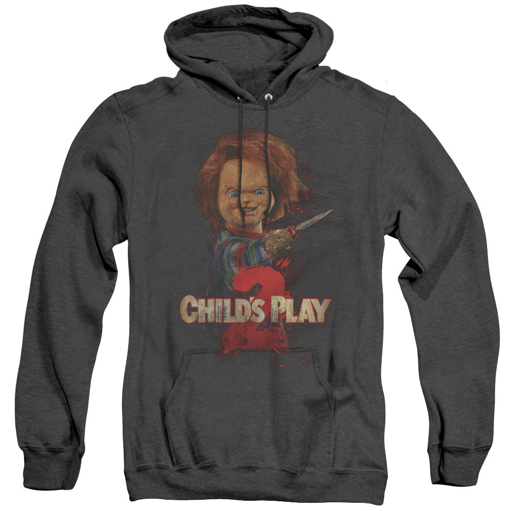 Childs Play 2 - Heres Chucky - Adult Heather Hoodie - Black