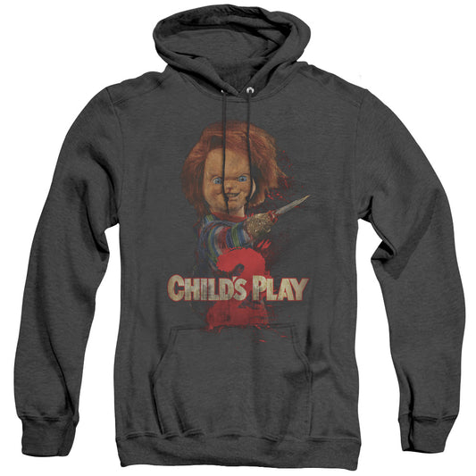 Childs Play 2 - Heres Chucky - Adult Heather Hoodie - Black