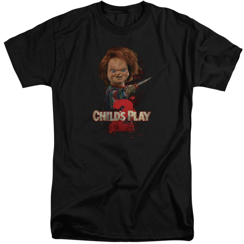Childs Play 2 - Heres Chucky - Short Sleeve Adult Tall - Black - Xl - Black T-shirt