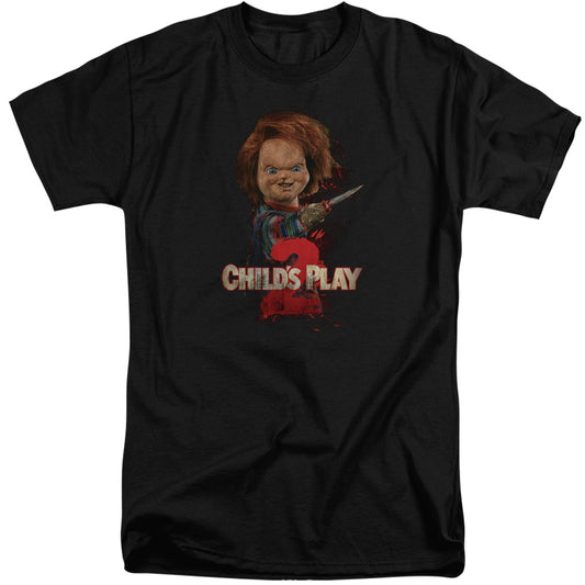 Childs Play 2 - Heres Chucky - Short Sleeve Adult Tall - Black - Xl - Black T-shirt