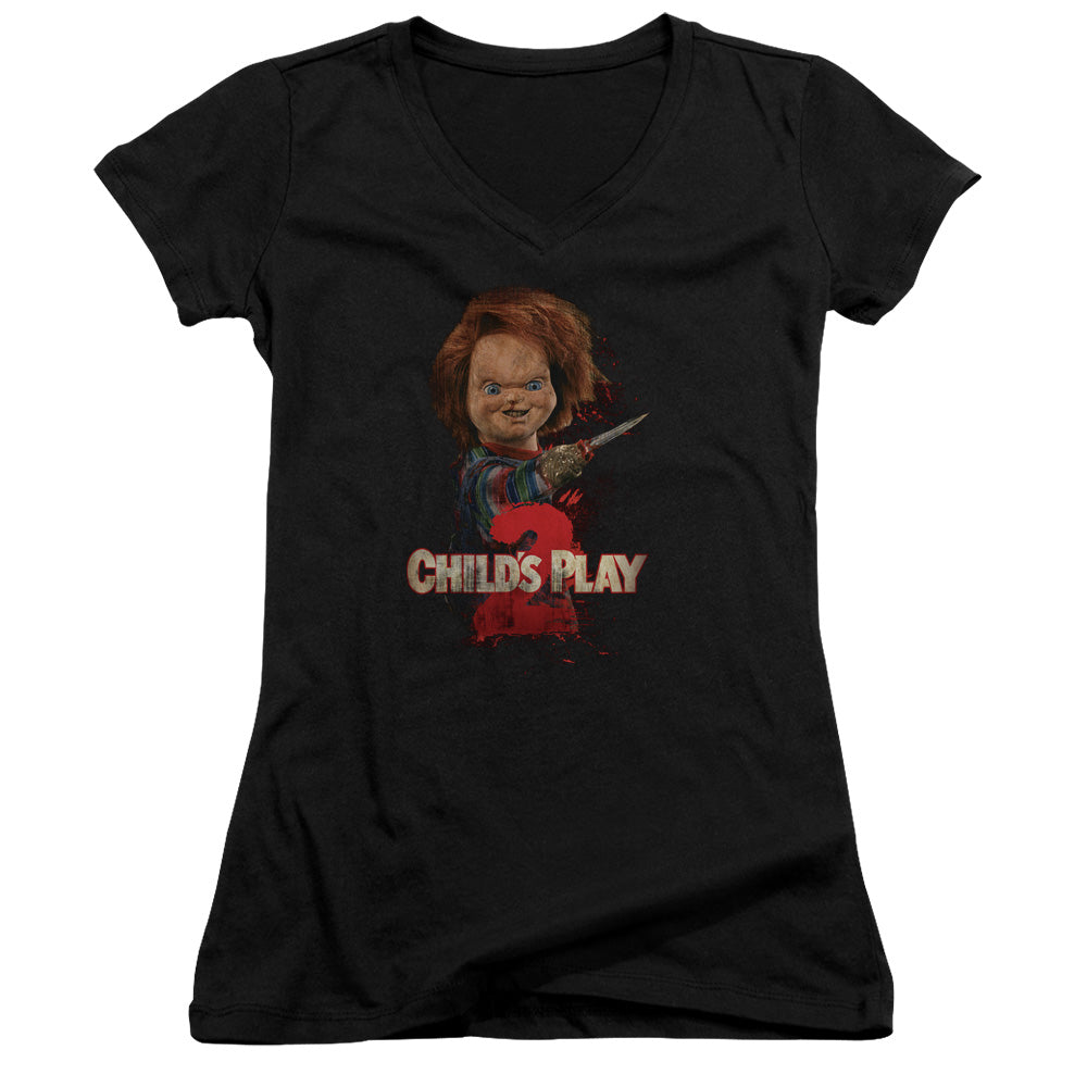 Childs Play 2 - Heres Chucky - Junior V-neck - Black - Sm - Black