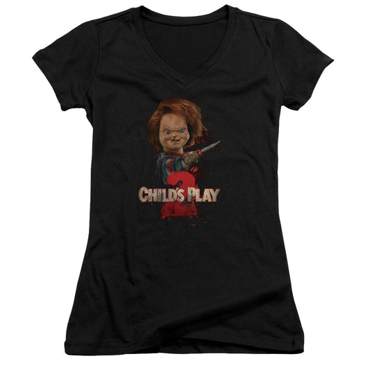 Childs Play 2 - Heres Chucky - Junior V-neck - Black - Sm - Black