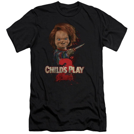 Childs Play 2 - Heres Chucky - Short Sleeve Adult 30/1 - Black - Sm - Black T-shirt