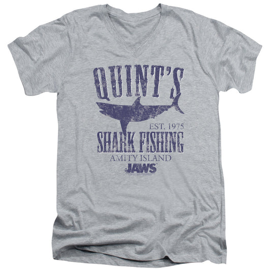 Jaws - Quints - Short Sleeve Adult V-neck 30/1 - Athletic Heather T-shirt