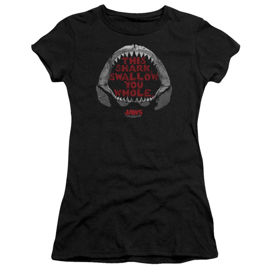 Jaws - This Shark - Short Sleeve Junior Sheer - Black T-shirt
