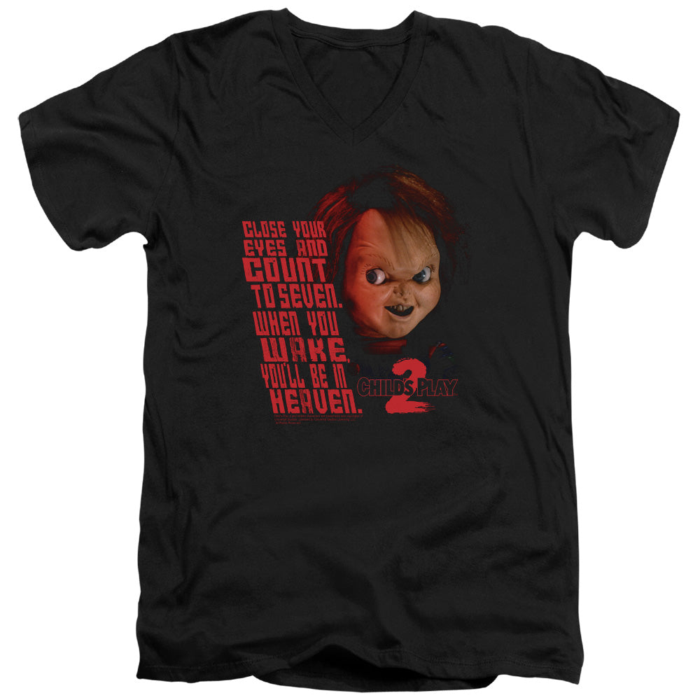 Childs Play 2 - In Heaven - Short Sleeve Adult V-neck 30/1 - Black T-shirt