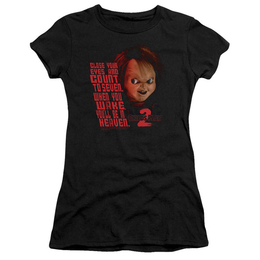 Childs Play 2 - In Heaven - Short Sleeve Junior Sheer - Black - Sm - Black T-shirt