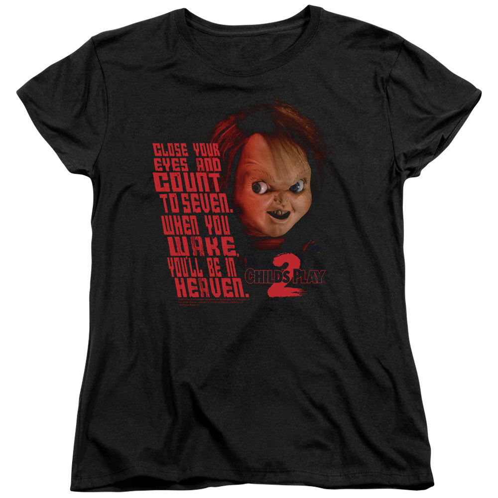 CHILDS PLAY 2 IN HEAVEN - S/S WOMENS TEE - BLACK - SM - BLACK T-Shirt