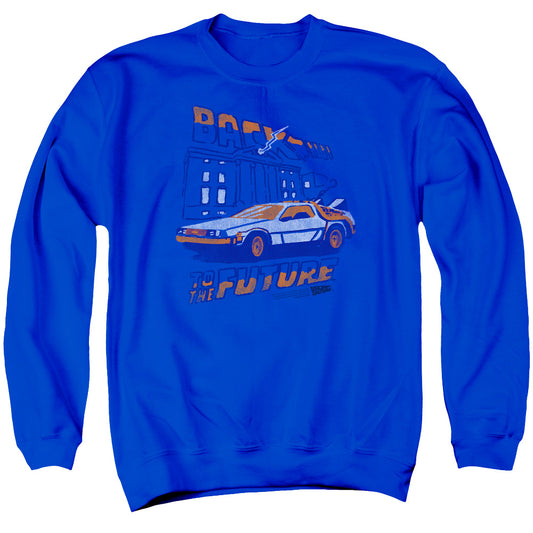 Back To The Future - Lightning Strikes - Adult Crewneck Sweatshirt - Royal Blue