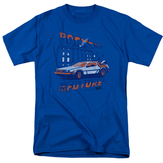 Back To The Future - Lightning Strikes - Short Sleeve Adult 18/1 - Royal Blue - Sm - Royal Blue T-shirt
