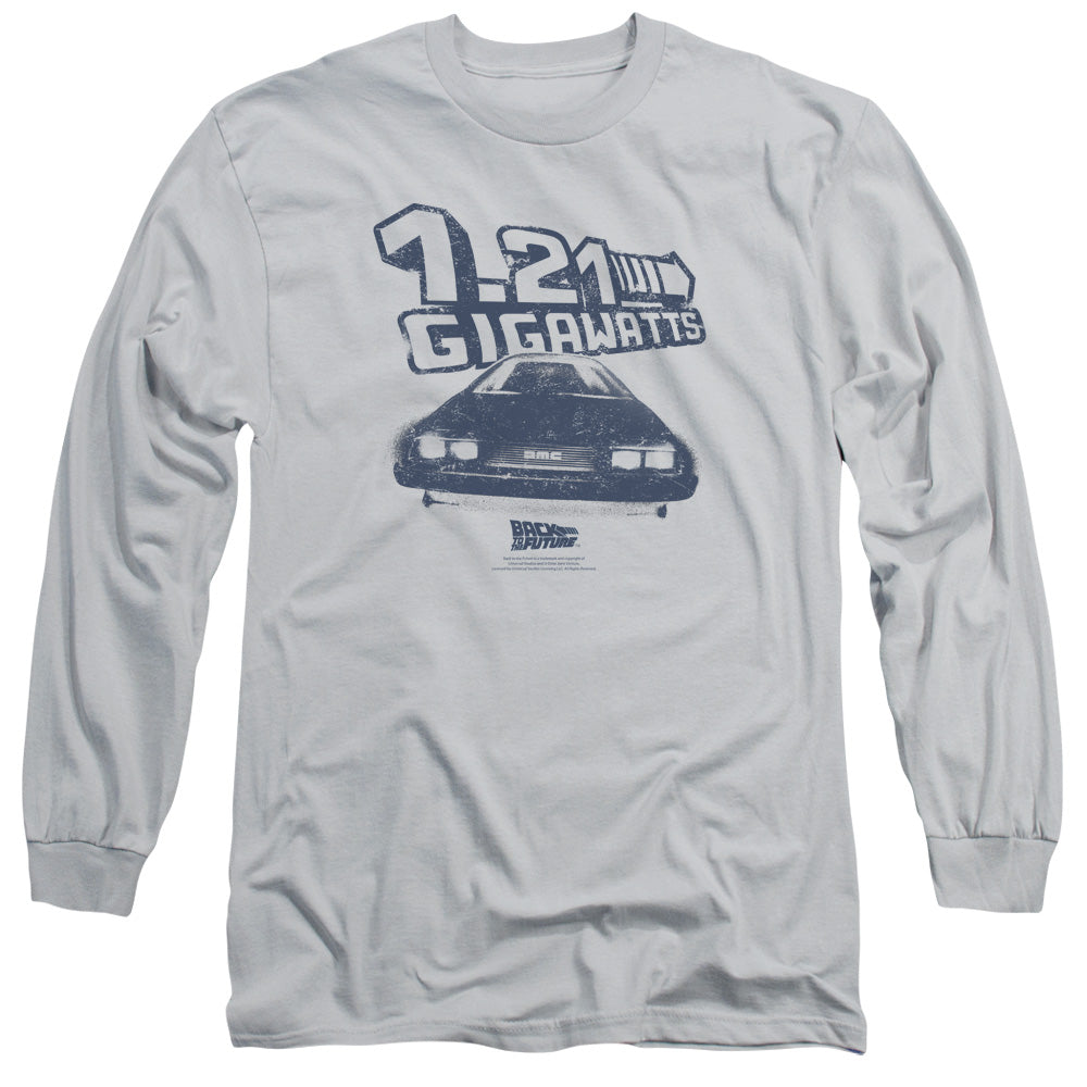 Back To The Future - Gigawatts - Long Sleeve Adult 18/1 - Silver - Sm - Silver T-shirt