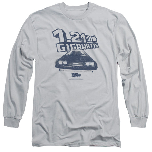 Back To The Future - Gigawatts - Long Sleeve Adult 18/1 - Silver - Sm - Silver T-shirt