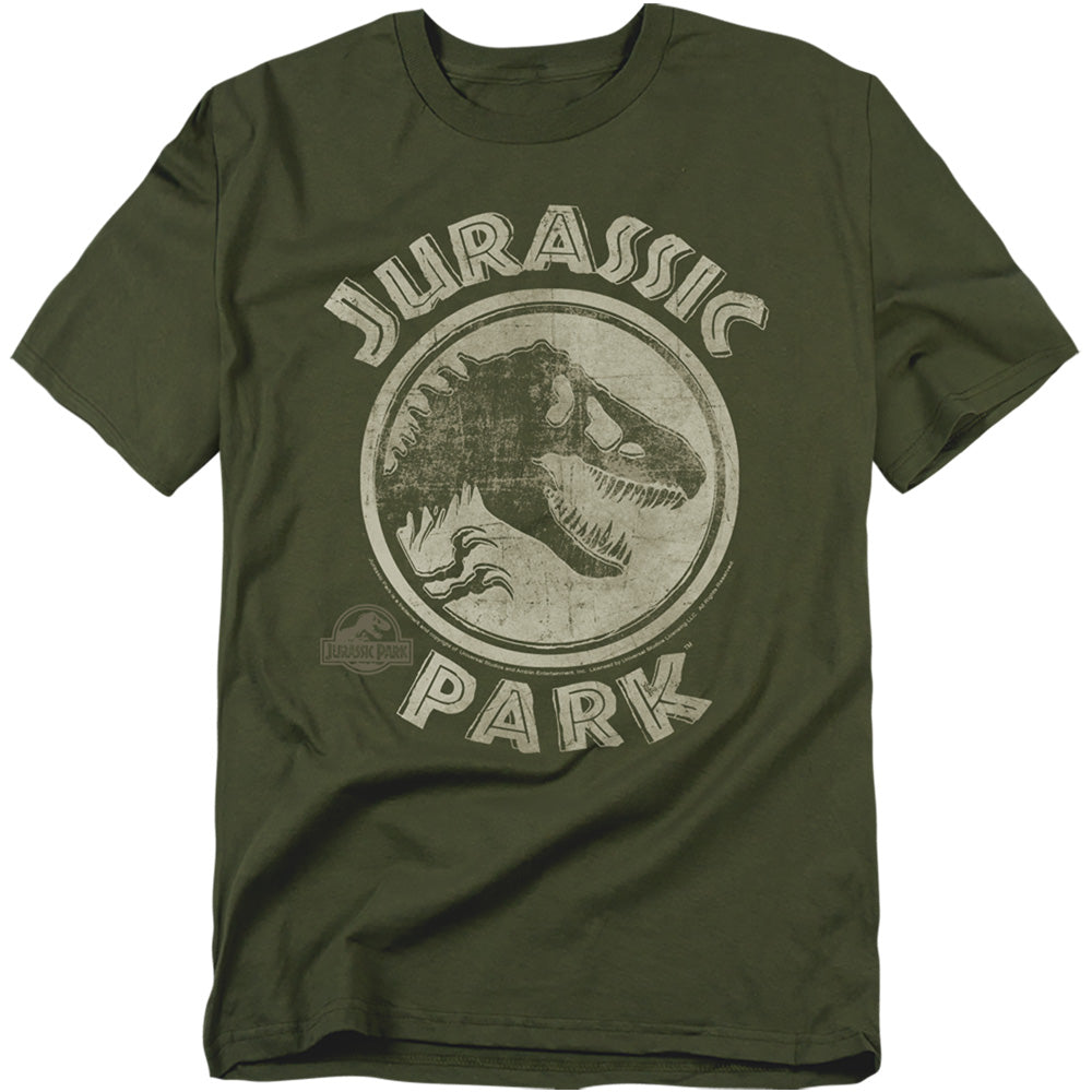 Jurassic Park - Jp Stamp - Short Sleeve Adult 18/1 - Military Green T-shirt