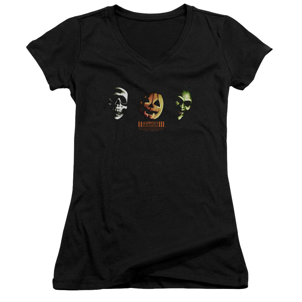 Halloween Iii - Three Masks - Junior V-neck - Black