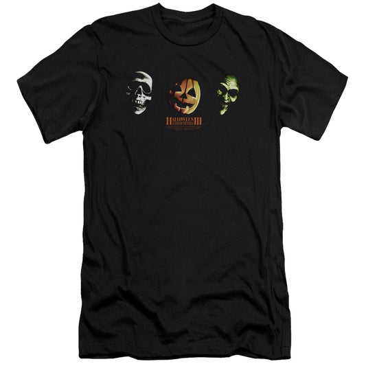 Halloween Iii - Three Masks-premuim Canvas Adult Slim Fit 30/1 - Black