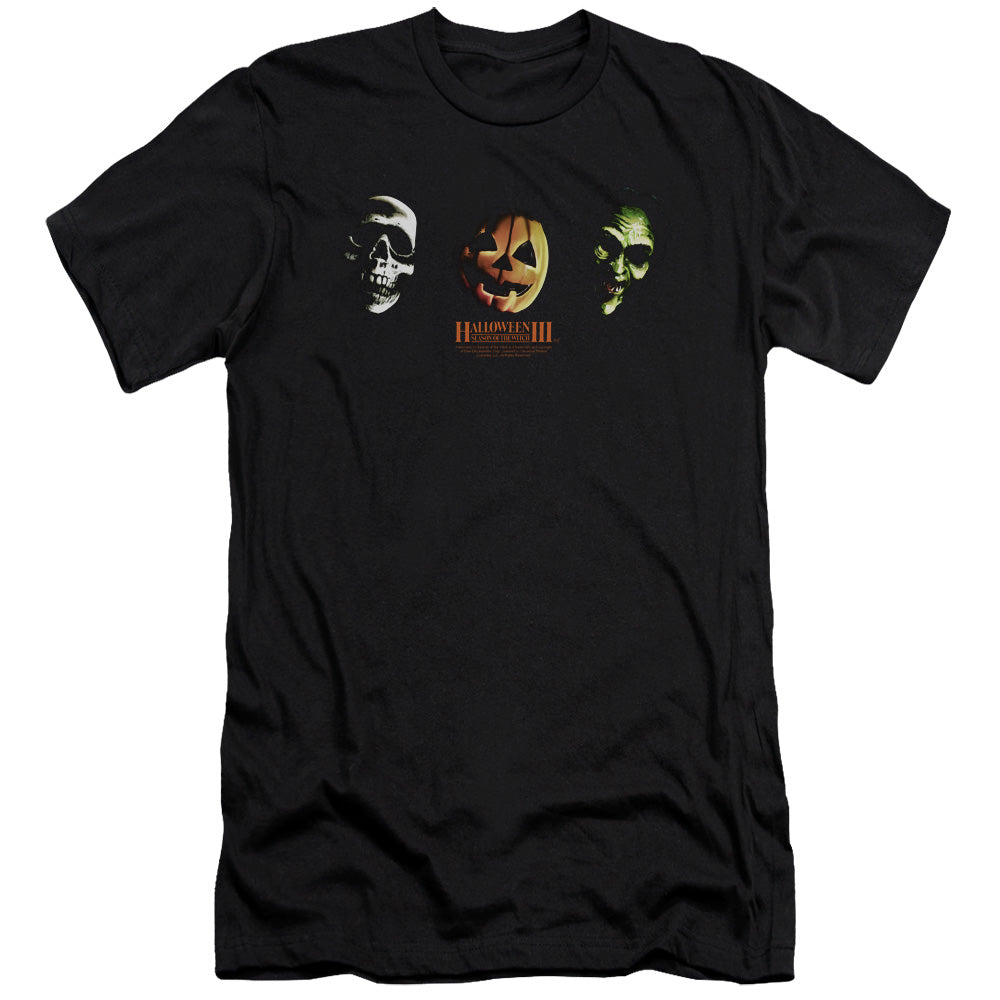 Halloween Iii - Three Masks - Short Sleeve Adult 30/1 - Black T-shirt
