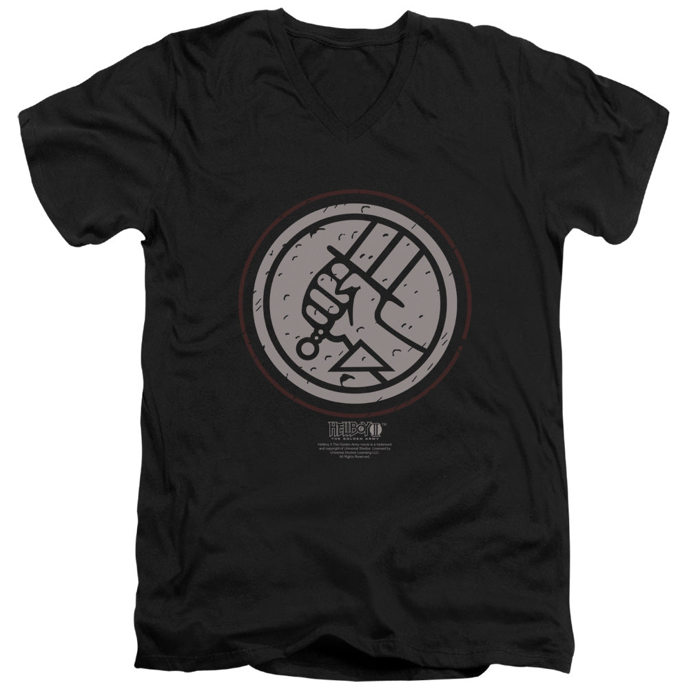Hellboy Ii - Mignola Style Logo - Short Sleeve Adult V-neck - Black T-shirt