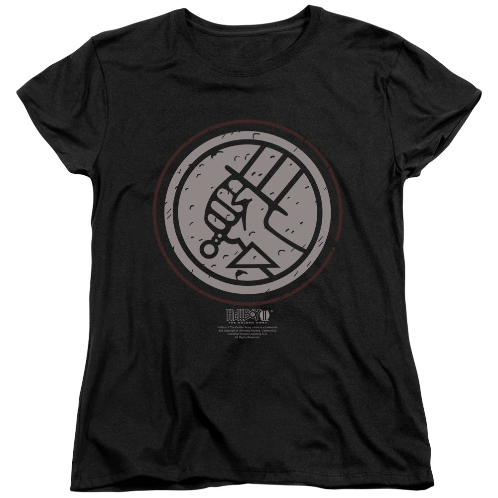 Hellboy Ii - Mignola Style Logo - Short Sleeve Womens Tee - Black T-shirt
