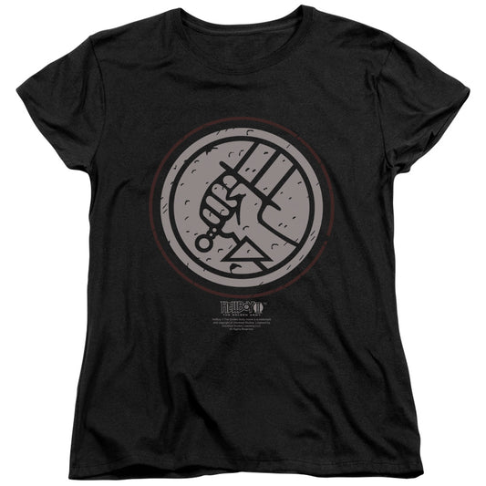 Hellboy Ii - Mignola Style Logo - Short Sleeve Womens Tee - Black T-shirt