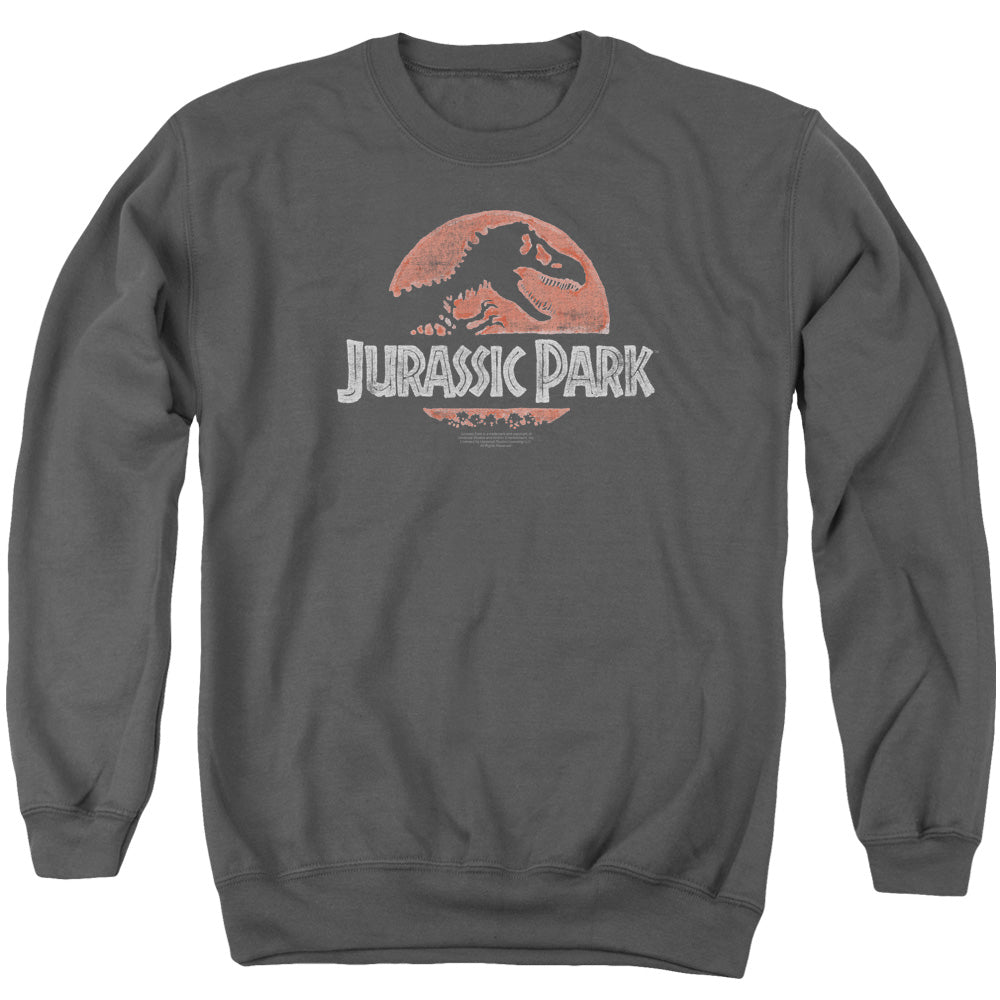 Jurassic Park - Faded Logo - Adult Crewneck Sweatshirt - Charcoal