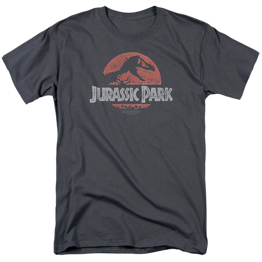 Jurassic Park - Faded Logo - Short Sleeve Adult 18/1 - Charcoal T-shirt
