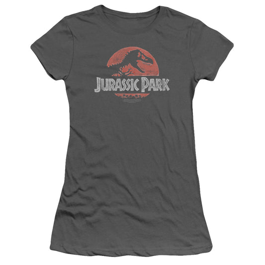 Jurassic Park - Faded Logo - Short Sleeve Junior Sheer - Charcoal T-shirt