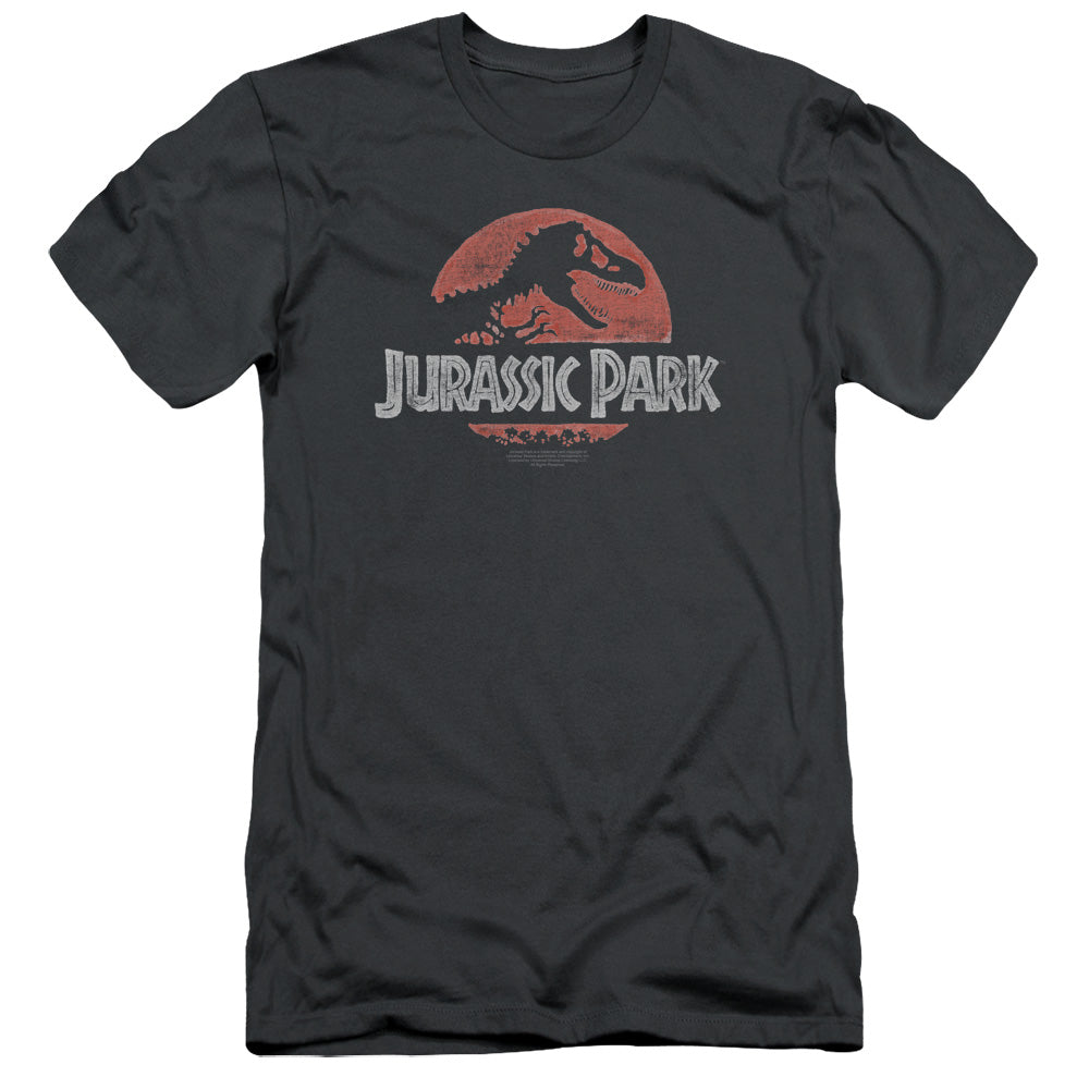 Jurassic Park - Faded Logo - Short Sleeve Adult 30/1 - Charcoal T-shirt