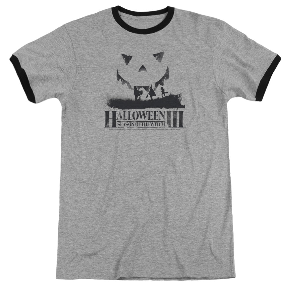 Halloween Iii - Silhouette - Adult Ringer - Heather/black