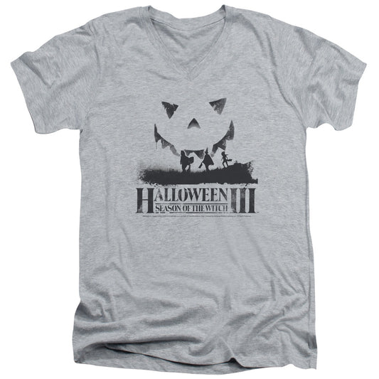 Halloween Iii - Silhouette - Short Sleeve Adult V-neck - Athletic Heather T-shirt