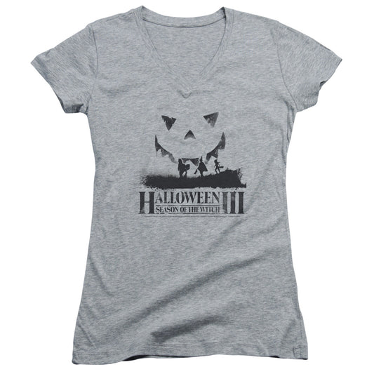 Halloween Iii - Silhouette - Junior V-neck - Athletic Heather