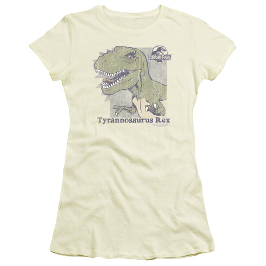 Jurassic Park - Retro Rex - Short Sleeve Junior Sheer - Cream T-shirt